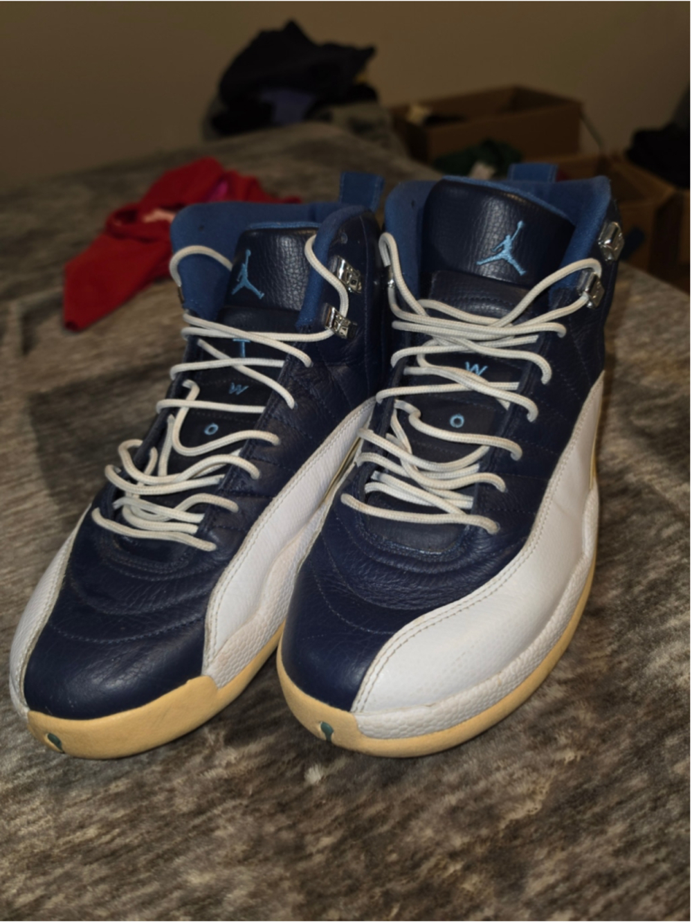Air Jordan 12 Retro Obsidian 2012 Men’s Size 9 Navy White 130690-410 Flawed